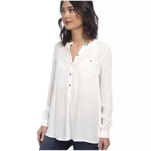 Free People Gauze Boyfriend Henley Tunic Top Shirt Size XS Ivory Oversized NWT!
